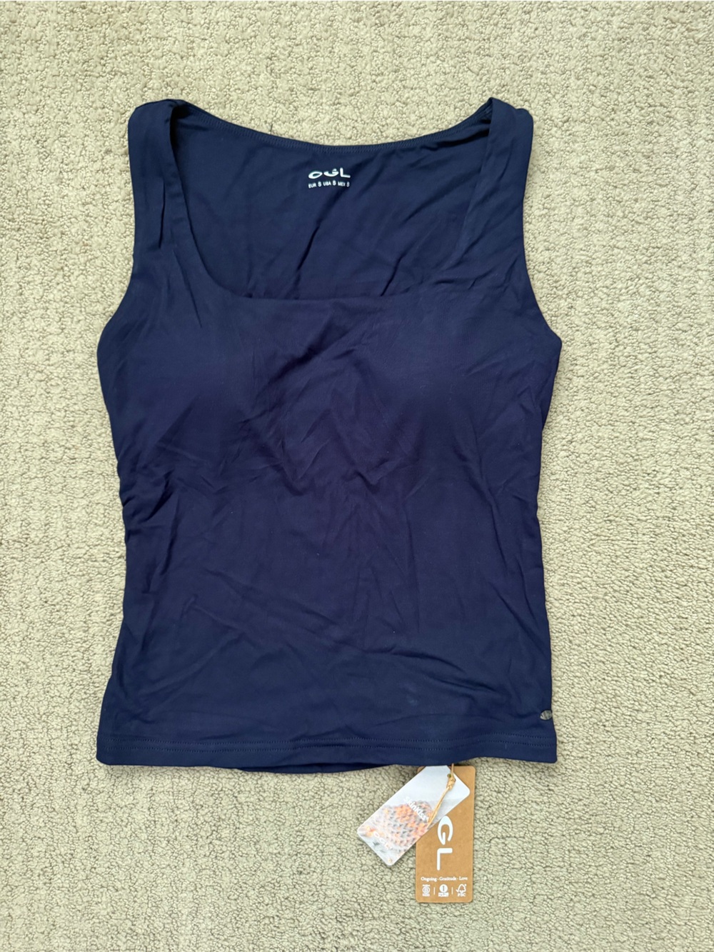 OGL Back Smoothing Cooling Essential Summer Bandless Bra Tank in Midnight Navy